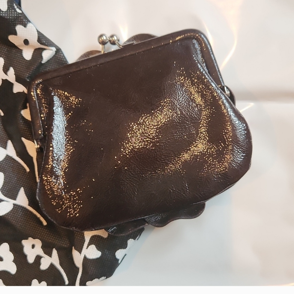 Brighton brown floral small crossbody/clutch purse, removable chain. NEVER USED